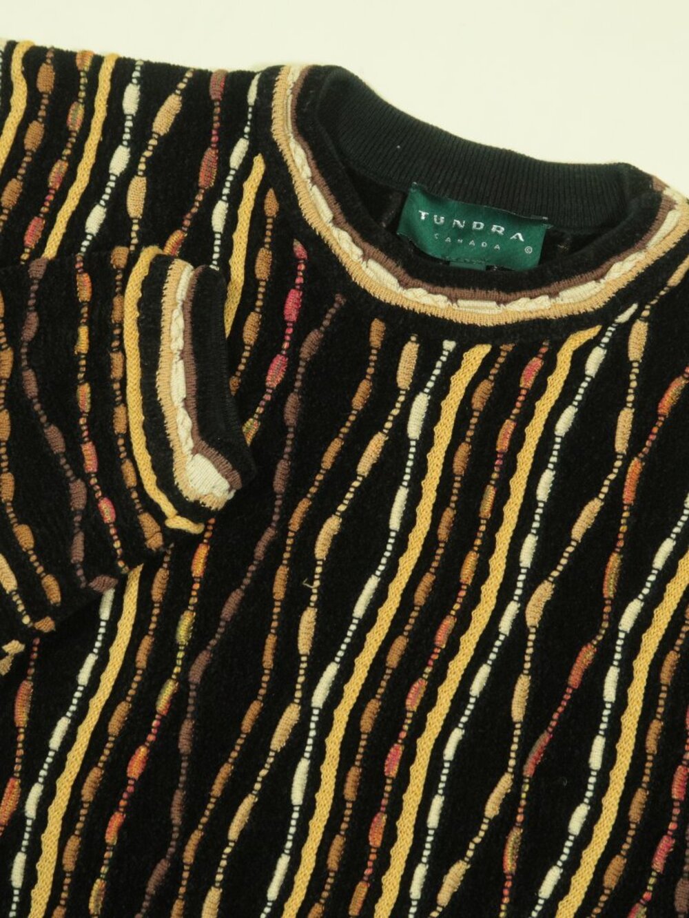 Vintage Tundra of Canada Sweater Mens XL Brown Black Coogi 90s Abstract Jazz